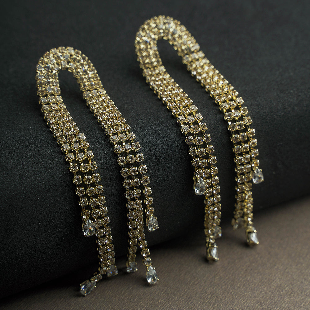 Aide 925 Sterling Silver Long Chain Tassel Drop Earrings for Women Shining  Starry Waterdrop Zircon Dangle